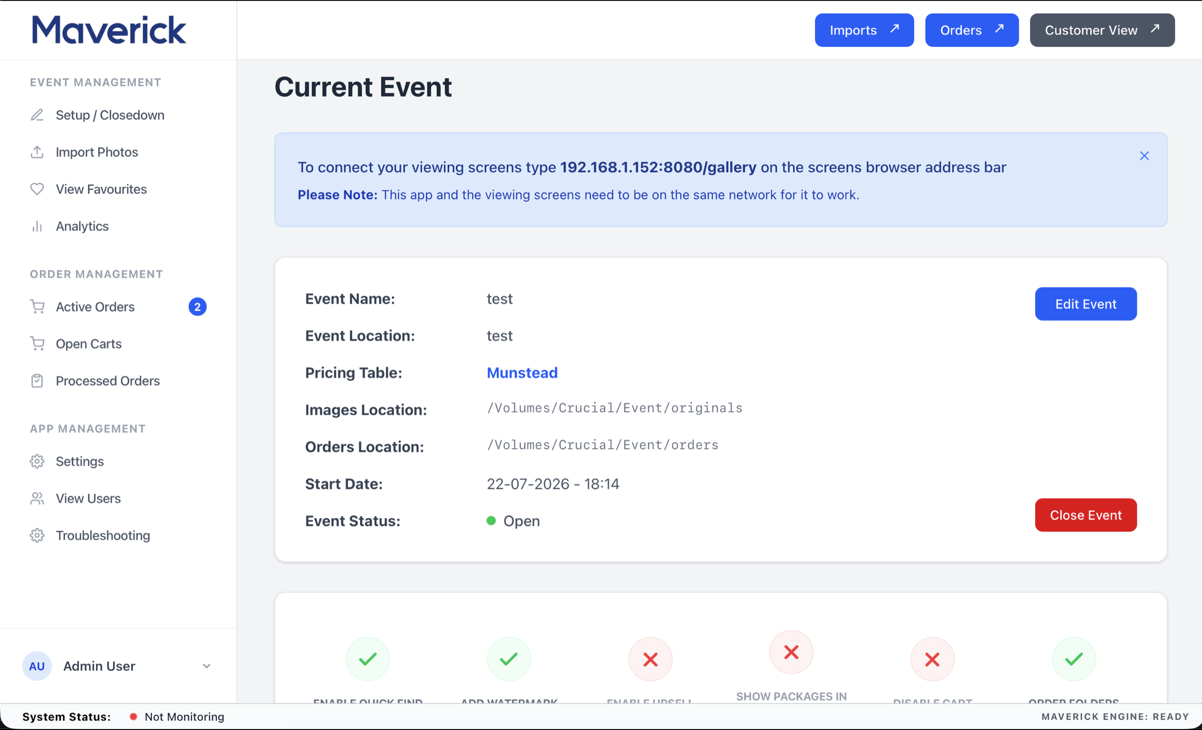 Maverick's Current Event dashboard